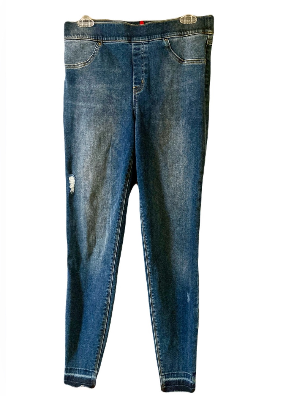 SPANX Distressed Ankle Skinny Pull-On Jeans
